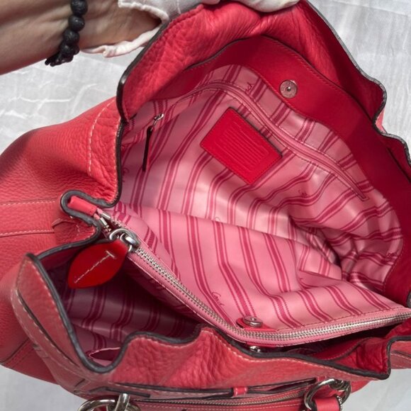 Coach Penelope Red Pebbled Leather Satchel Shoulder Bag - Picture 4 of 6